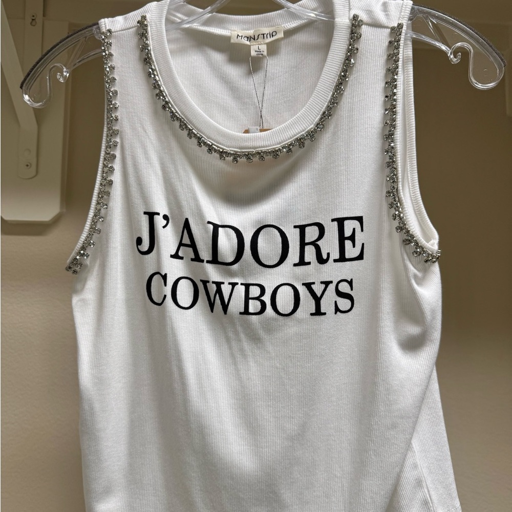 White Sleeveless Top with rhinestones
